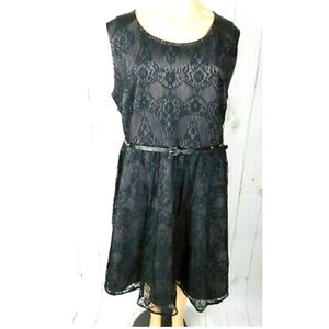 Lane Bryant Black Leather and Lace Dress